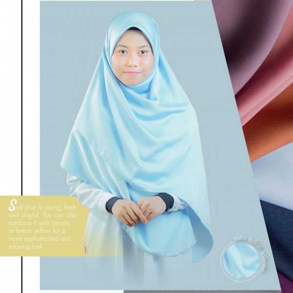 Tudung Bawal Khadija Soft Blue