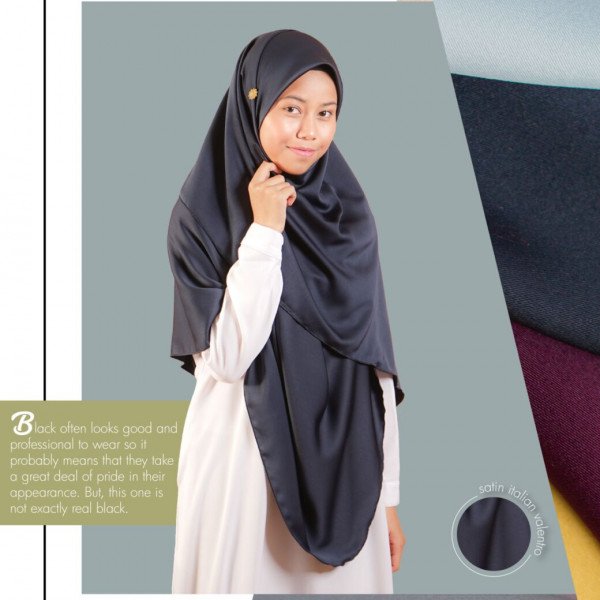 Tudung Bawal Khadija Blue Black